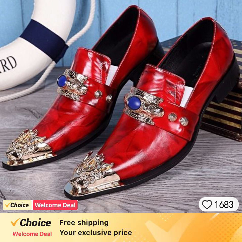 남성용 뾰족한 금속 발가락 가죽 원피스 신발, 이탈리아 - Oxford Shoes Brogue 리뷰 및 가격