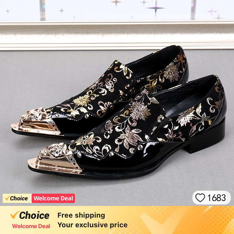 남성용 뾰족한 금속 발가락 가죽 원피스 신발, 이탈리아 - Oxford Shoes Brogue 리뷰 및 가격
