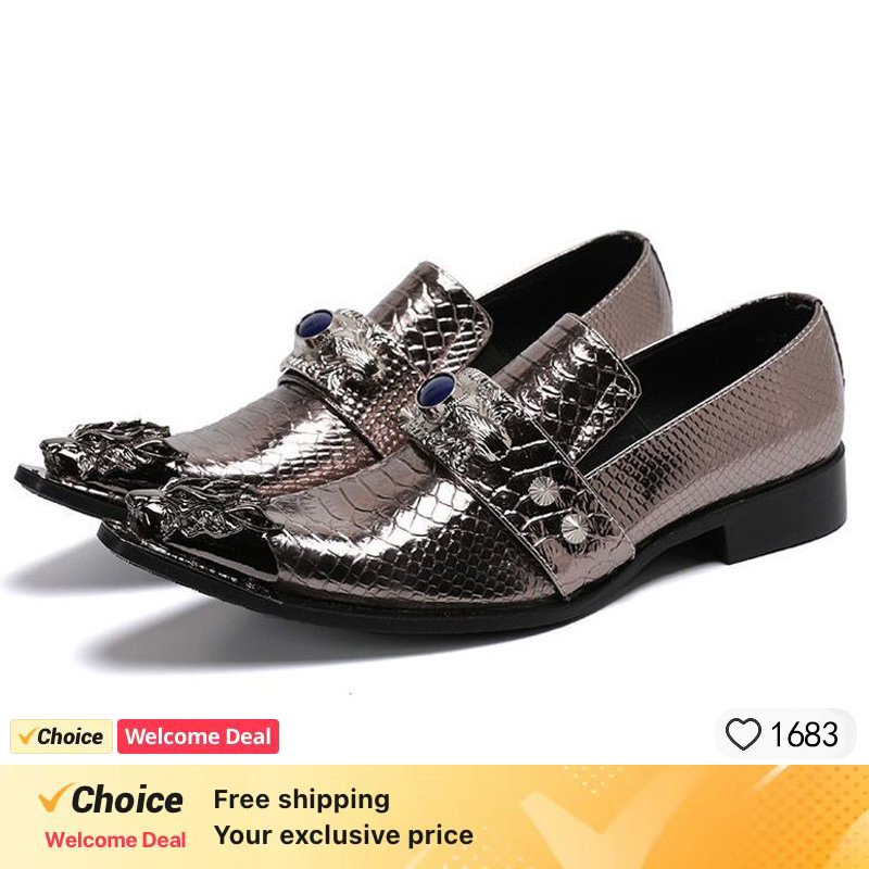 남성용 뾰족한 금속 발가락 가죽 원피스 신발, 이탈리아 - Oxford Shoes Brogue 리뷰 및 가격