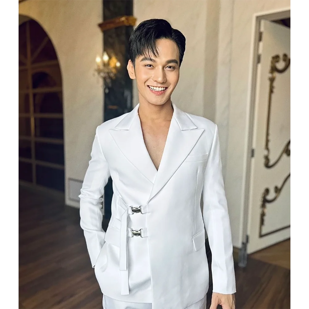 세련된 흰색 고품질 남성 정장 두 조각 패션 뜨거운 판 - Mens Fashion Trajes 리뷰 및 가격