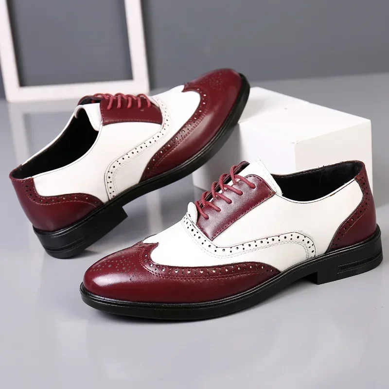 혼합 색상 남성 정장 신발 레트로 남성 가죽 신발 비즈 - Oxford Shoes Brogue 리뷰 및 가격