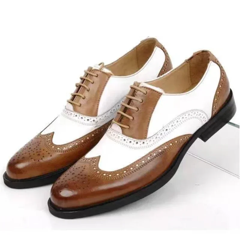 혼합 색상 남성 정장 신발 레트로 남성 가죽 신발 비즈 - Oxford Shoes Brogue 리뷰 및 가격