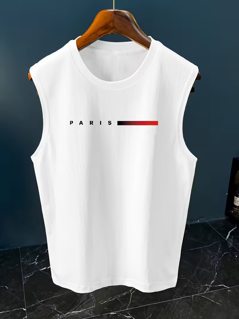 남성용 미니멀리스트 파리 레터 프린트 민소매 탱크탑 캐 - Paris Men'S Fashion 리뷰 및 가격