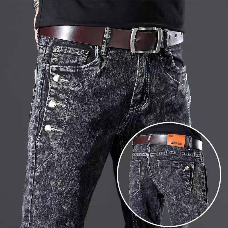 클래식 슬림 빈티지 패션 남성 디자이너 청바지 눈송이  - Men'S Fashion Grey Jeans 리뷰 및 가격