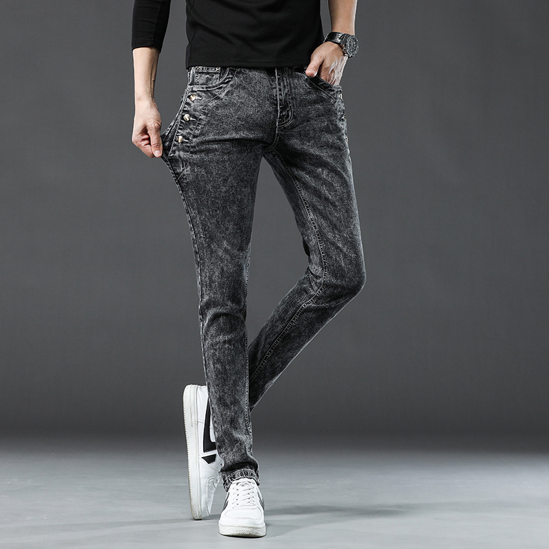 클래식 슬림 빈티지 패션 남성 디자이너 청바지 눈송이  - Men'S Fashion Grey Jeans 리뷰 및 가격
