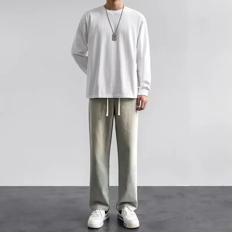 한국 스타일 스트리트웨어 새로운 패션 헐렁한 캐주얼 남 - Men'S Fashion Grey Jeans 리뷰 및 가격