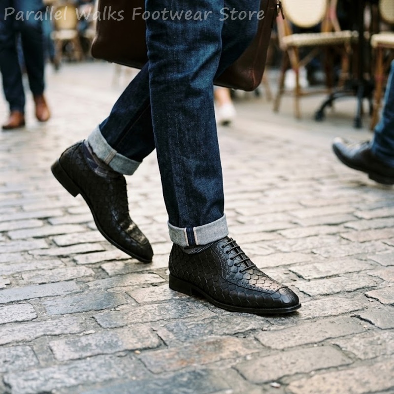 사르토리얼 남성 옥스퍼드 슈즈, 물고기 비늘 무늬 엠보 - Oxford Shoes Brogue 리뷰 및 가격