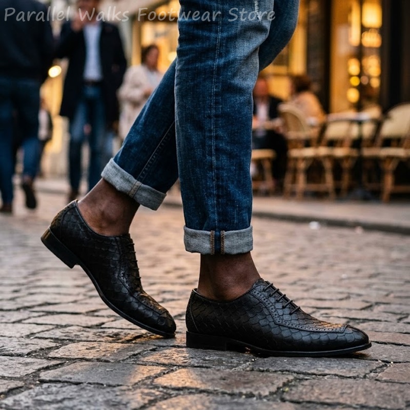 사르토리얼 남성 옥스퍼드 슈즈, 물고기 비늘 무늬 엠보 - Oxford Shoes Brogue 리뷰 및 가격