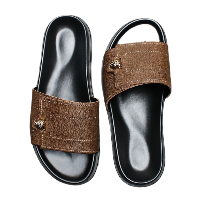 2025 신상 정품 가죽 슬리퍼 메탈 장식 미끄럼 방지 - Mens Fashion Summer 2025 리뷰 및 가격