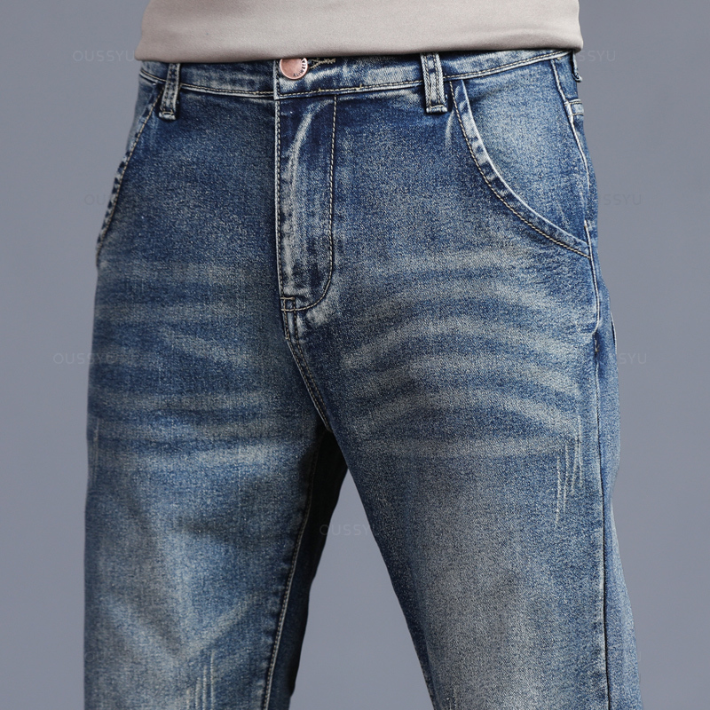 가을 겨울 코튼 남성 클래식 패션 회색 청바지 캐주얼  - Men'S Fashion Grey Jeans 리뷰 및 가격