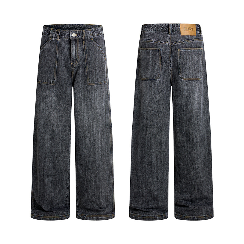 빈티지 뉴 패션 남성 루즈 스트레이트 와이드 레그 심플 - Men'S Fashion Grey Jeans 리뷰 및 가격