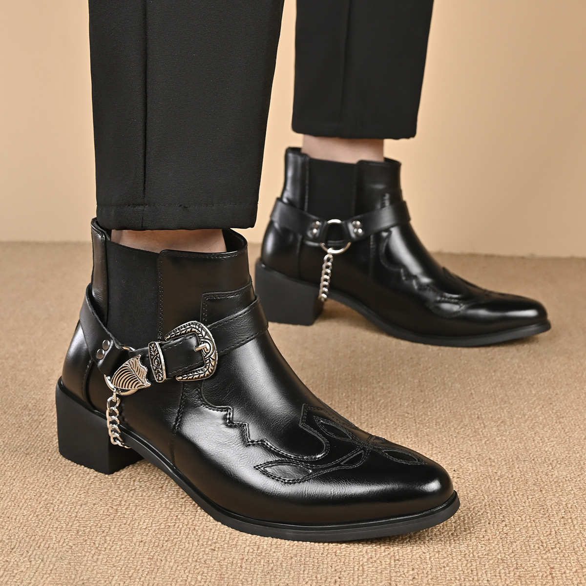 2026 남성용 빈티지 카우보이 부츠 가죽 하이탑 체인 - Men'S Fashion Jewelry 리뷰 및 가격