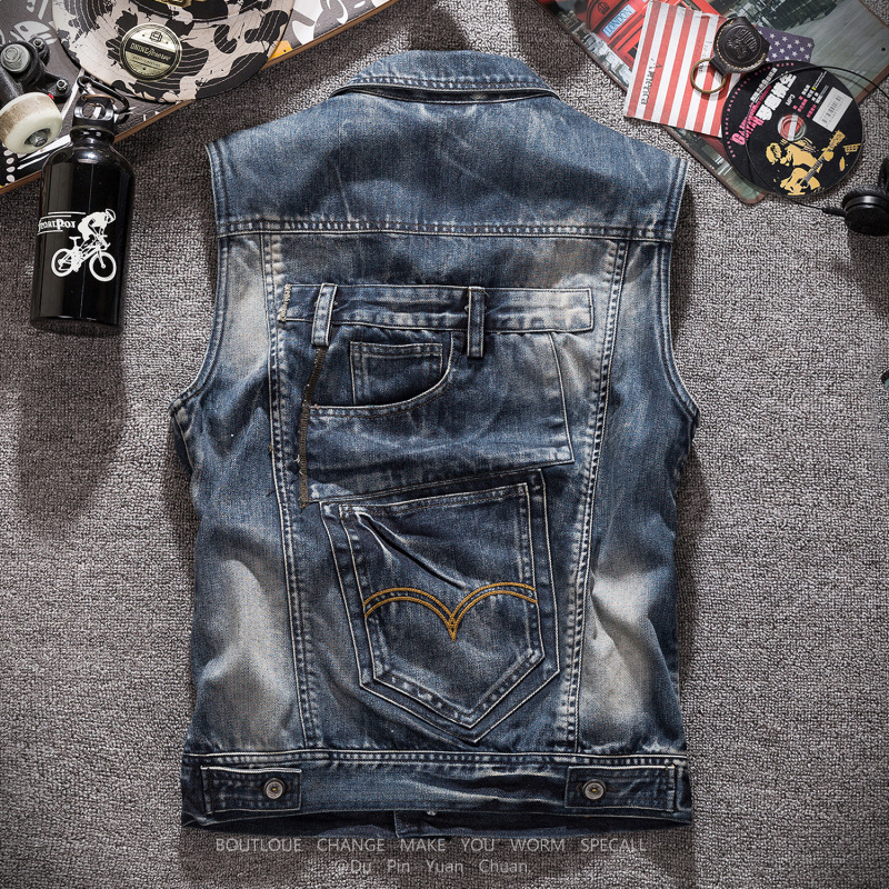 새로운 패션 남성 레트로 그레이 데님 조끼 민소매 조끼 - Men'S Fashion Grey Jeans 리뷰 및 가격