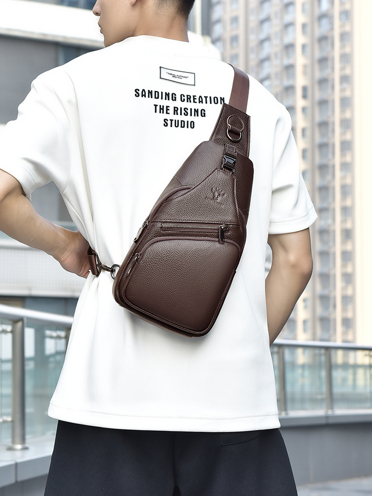 2026년 정품 가죽 남성용 가슴 가방 첫 번째 레이어 - Men Fashion Korean Style 리뷰 및 가격